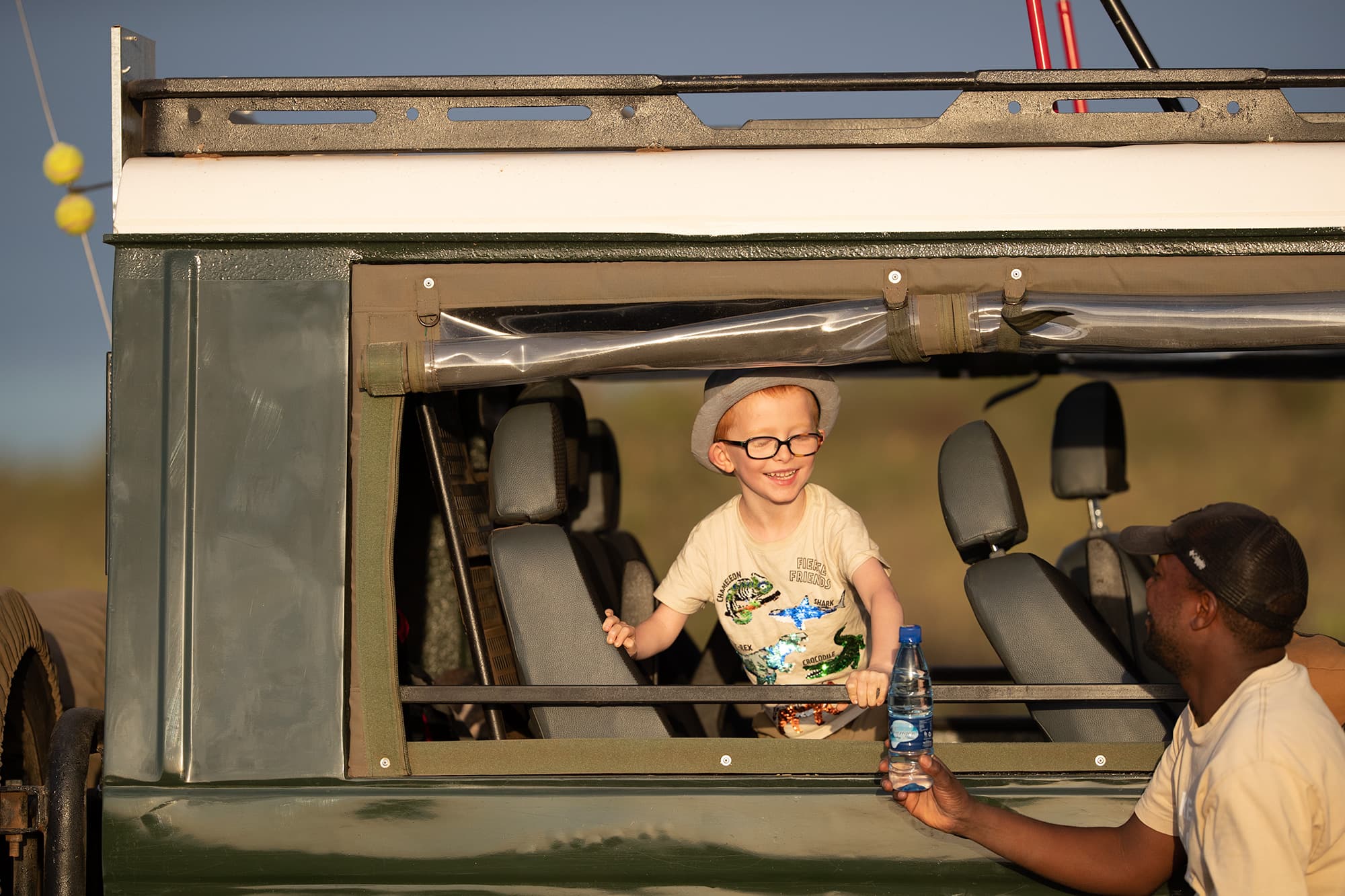 Vincent in safari vehicle